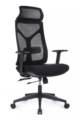 Кресло для руководителя Riva Design Astra W-365A черная сетка, черная ткань