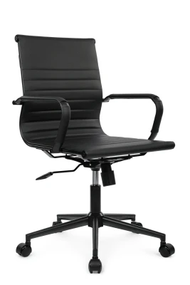 Кресло для персонала Хьюго / Hugo RCH 6002-2SEB черная экокожа, черная крестовина